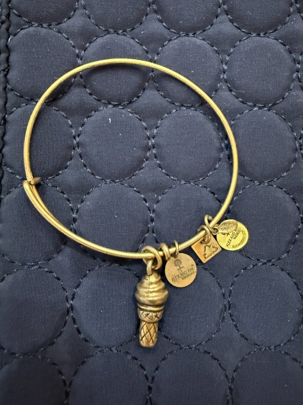 Alex and Ani 'Sweet Treats' Ice Cream Cone Charm Bangle, Rafaelian Gold Finish